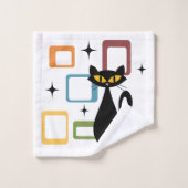 Zwarte kat uit de middeleeuwen bad handdoek (Wasdoekje)