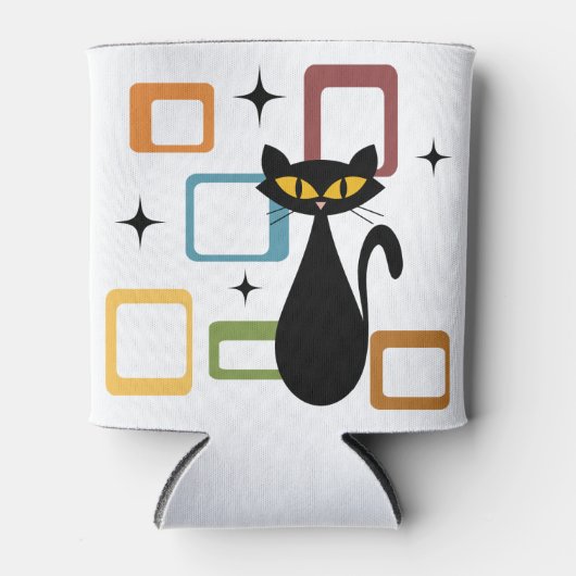 Zwarte kat uit de middeleeuwen blikjeskoeler (Voorkant)