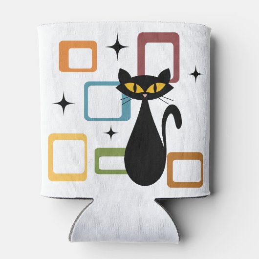 Zwarte kat uit de middeleeuwen blikjeskoeler (Achterkant)