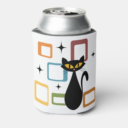 Zwarte kat uit de middeleeuwen blikjeskoeler (Blikje Achterkant)