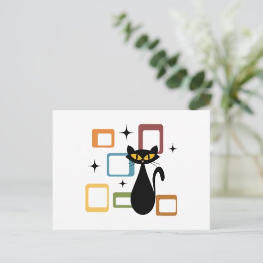 Zwarte kat uit de middeleeuwen briefkaart (Staand voorkant)