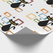 Zwarte kat uit de middeleeuwen cadeaupapier (Hoek)