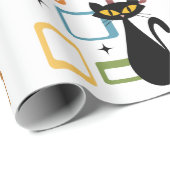 Zwarte kat uit de middeleeuwen cadeaupapier (Rol Hoek)