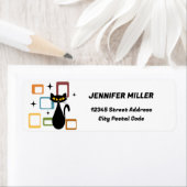 Zwarte kat uit de middeleeuwen etiket (Insitu)