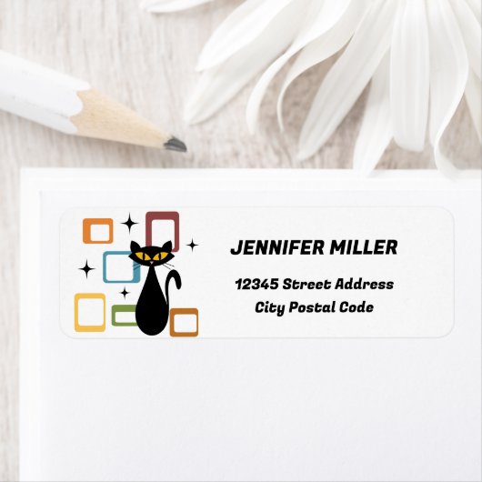 Zwarte kat uit de middeleeuwen etiket (Insitu)