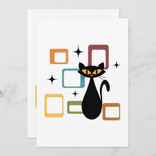 Zwarte kat uit de middeleeuwen feestdagenkaart (Voorkant / Achterkant)