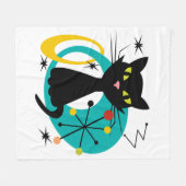 Zwarte kat uit de middeleeuwen fleece deken (Voorkant (Horizontaal))