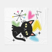 Zwarte kat uit de middeleeuwen fleece deken (Voorkant (Horizontaal))