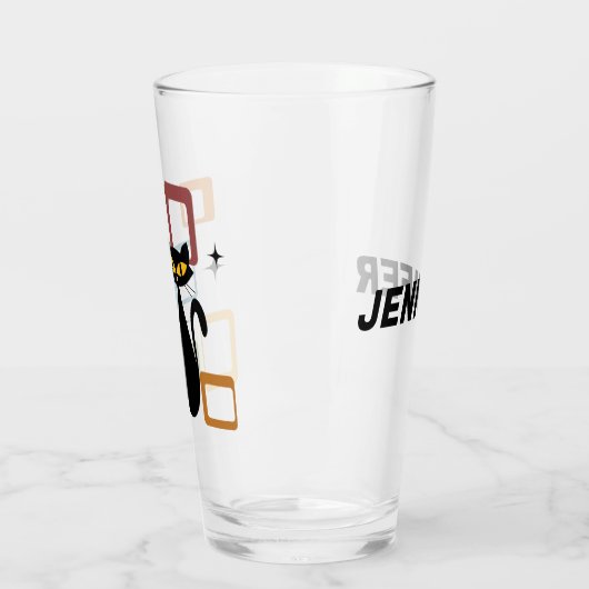 Zwarte kat uit de middeleeuwen glas (Links)