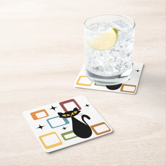 Zwarte kat uit de middeleeuwen kartonnen onderzetters (Insitu)