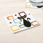 Zwarte kat uit de middeleeuwen kartonnen onderzetters (Schuin)