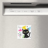 Zwarte kat uit de middeleeuwen magneet (Insitu (Vaatwasser))