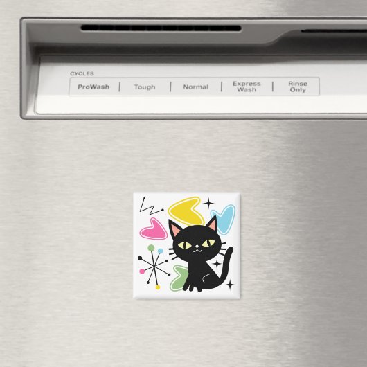 Zwarte kat uit de middeleeuwen magneet (Insitu (Vaatwasser))