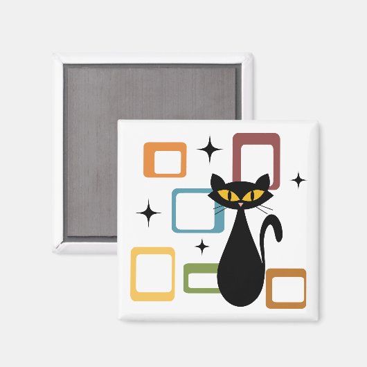 Zwarte kat uit de middeleeuwen magneet (Voorkant / Achterkant)