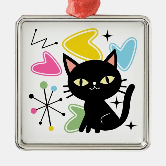 Zwarte kat uit de middeleeuwen metalen ornament (Voorkant)