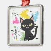Zwarte kat uit de middeleeuwen metalen ornament (Links)