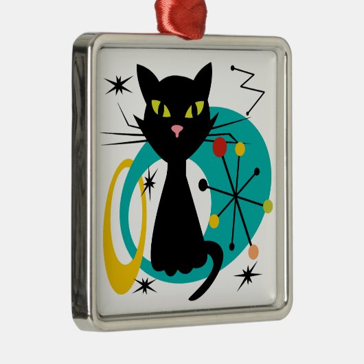 Zwarte kat uit de middeleeuwen metalen ornament (Rechts)