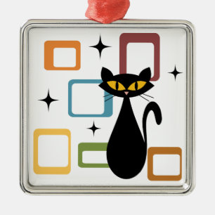 Zwarte kat uit de middeleeuwen metalen ornament