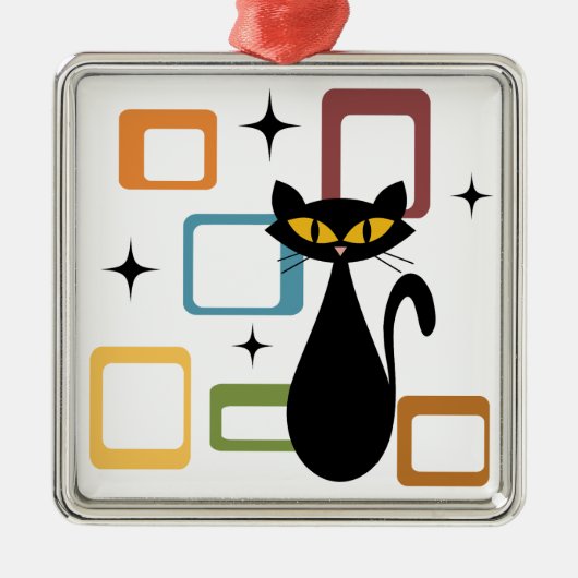 Zwarte kat uit de middeleeuwen metalen ornament (Voorkant)