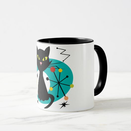 Zwarte kat uit de middeleeuwen mok (Voorkant rechts)