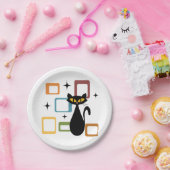 Zwarte kat uit de middeleeuwen papieren bordje (Feest)