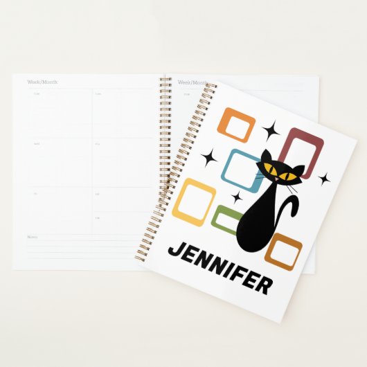 Zwarte kat uit de middeleeuwen planner (Display)