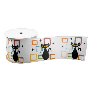 Zwarte kat uit de middeleeuwen satijnen lint