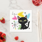 Zwarte kat uit de middeleeuwen servet (Insitu)