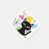 Zwarte kat uit de middeleeuwen servet (Hoek)