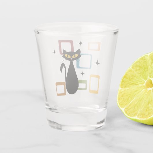 Zwarte kat uit de middeleeuwen shot glas (Achterkant)