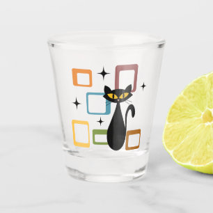Zwarte kat uit de middeleeuwen shot glas