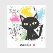 Zwarte kat uit de middeleeuwen sticker (Vel)