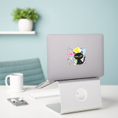 Zwarte kat uit de middeleeuwen sticker (Laptop op bureau)