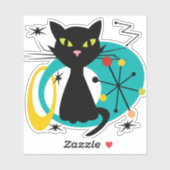 Zwarte kat uit de middeleeuwen sticker (Vel)