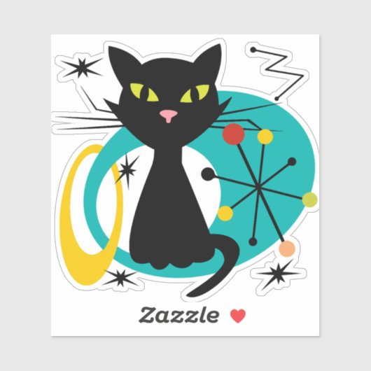 Zwarte kat uit de middeleeuwen sticker (Vel)