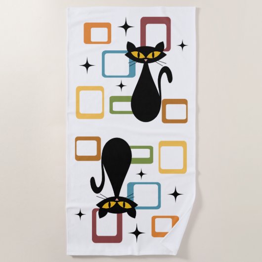 Zwarte kat uit de middeleeuwen strandlaken (Voorkant)