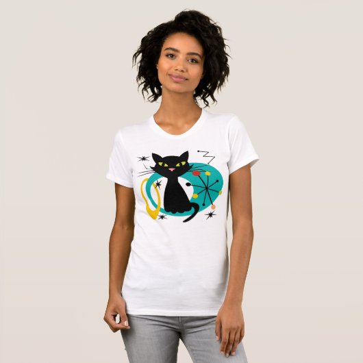 Zwarte kat uit de middeleeuwen t-shirt (Voorkant volledig)