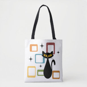 Zwarte kat uit de middeleeuwen tote bag