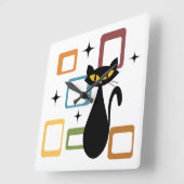 Zwarte kat uit de middeleeuwen vierkante klok (Hoek)