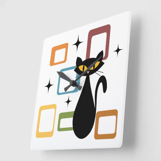 Zwarte kat uit de middeleeuwen vierkante klok (Hoek)