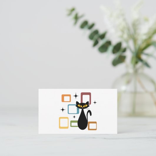 Zwarte kat uit de middeleeuwen visitekaartje (Staand voorkant)