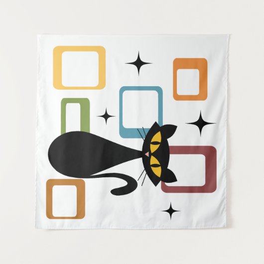 Zwarte kat uit de middeleeuwen wandkleed (Voorkant (horizontaal))