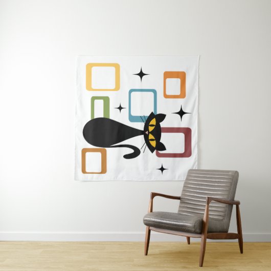 Zwarte kat uit de middeleeuwen wandkleed (In Situ (horizontaal))