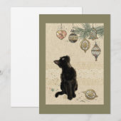 Zwarte kat uit grootmoeders tijd die naar versieri feestdagenkaart (Voorkant / Achterkant)