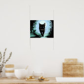 Zwarte kat uit het maanlicht Poster Print Art (Keuken)