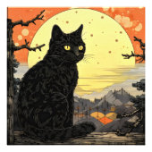 Zwarte kat Ukiyo-e Foto Afdruk (Voorkant)