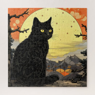 Zwarte kat Ukiyo-e Legpuzzel