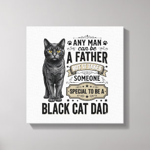 Zwarte Kat Vader Vintage Gravure T-Shirt Ontwerp_1 Canvas Afdruk