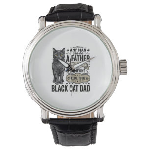Zwarte Kat Vader Vintage Gravure T-Shirt Ontwerp_1 Horloge