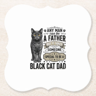 Zwarte Kat Vader Vintage Gravure T-Shirt Ontwerp_1 Kartonnen Onderzetters